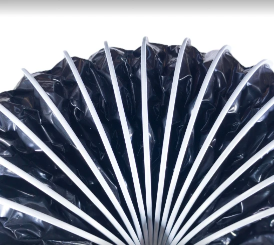 Black PE Film Fabric Duct With Steel Band Clip factory